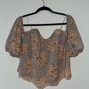 DO+BE Lace Overlay Women's Long Crop Top size M